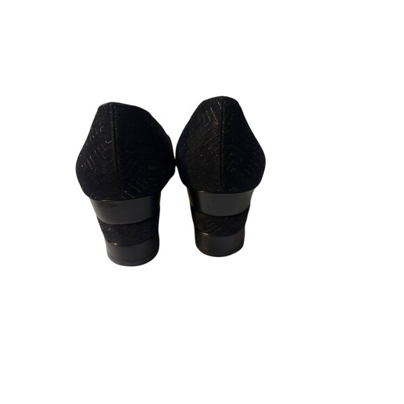 Vintage Ferragamo Black Geometric Textured Heeled Pumps Size 7 - Picture 5 of 7